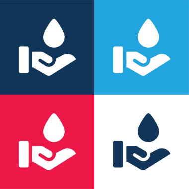 Kan Düşürme Mavi ve kırmızı En düşük simge seti