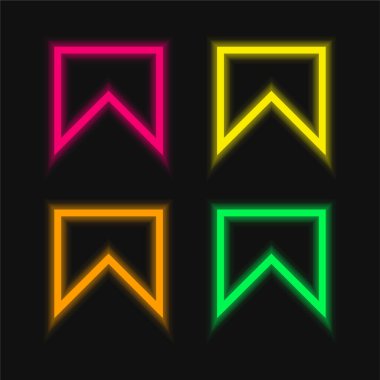 Yer İmi Dört Renkli Parlak neon vektör simgesi