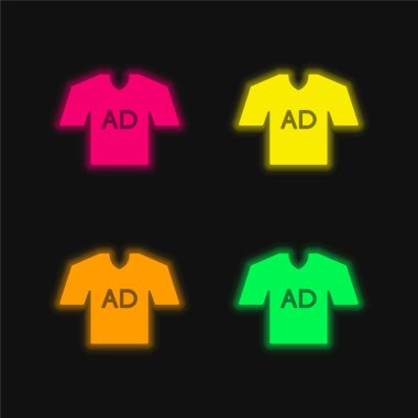 AD T Shirt four color glowing neon vector icon clipart