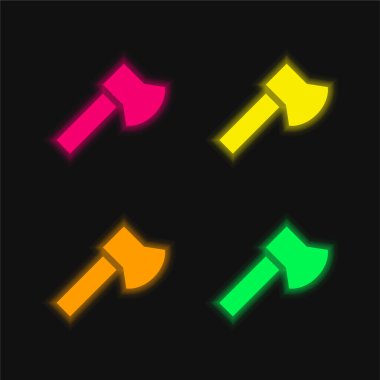 Eksen dört renk parlayan neon vektör simgesi