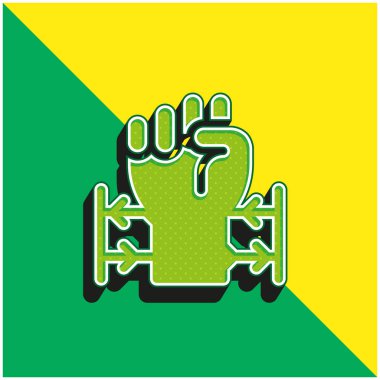 Dikenli tel Yeşil ve sarı modern 3D vektör simgesi logosu