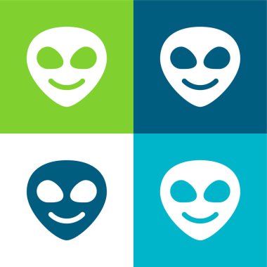 Alien Flat four color minimal icon set clipart