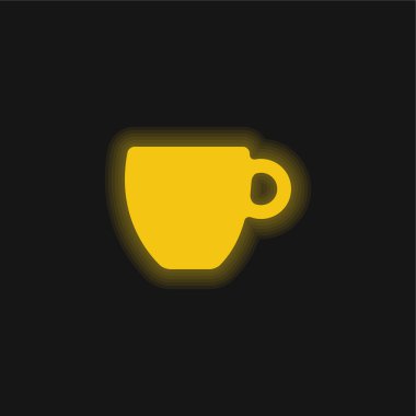 Siyah kahve fincanı sarı parlak neon ikon