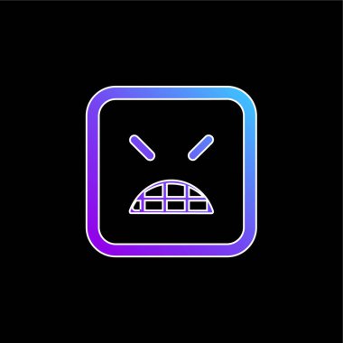 Kapalı Gözlü Kızgın Duygusal Kare Yüzlü Mavi Renk vektör simgesi