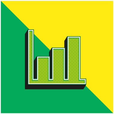 Çubuk Grafik Yeşil ve Sarı 3D vektör simgesi logosu