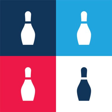 Bowling mavi ve kırmızı dört renk minimal simge kümesi