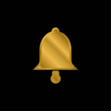 Bell gold plated metalic icon or logo vector clipart