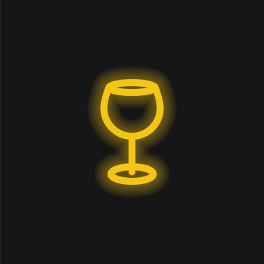 Büyük şarap kadehi sarı parlak neon ikonu