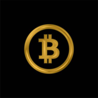 Bitcoin altın kaplama metalik simge veya logo vektörü