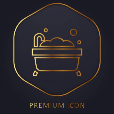 Bath altın çizgi premium logo veya simge