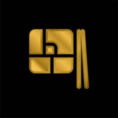 Bento gold plated metalic icon or logo vector clipart