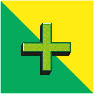 Yeşil ve sarı modern 3d vektör simgesi ekle