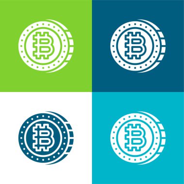 Bitcoin Düz 4 renk minimal simge kümesi