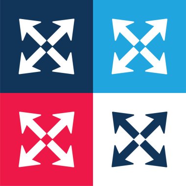 Oklar Grubu Arayüz Sembolü Mavi ve kırmızı dört renk simgesini en aza indirmek için