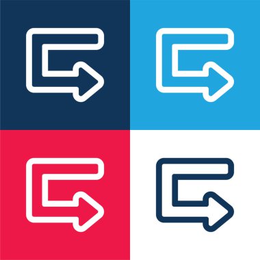 Ok Kırık Açı Açı Mavi ve Kırmızı Minimum Renk Simgesi