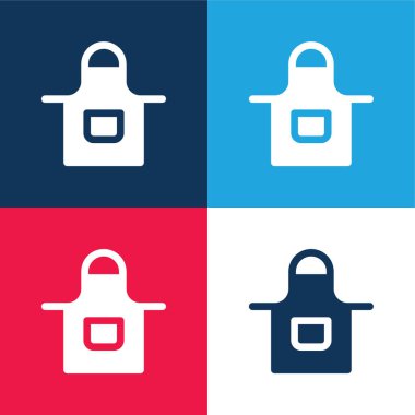 Önlük mavi ve kırmızı dört renk minimal simge kümesi