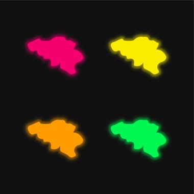 Belçika 'da parlayan dört renkli neon vektör simgesi