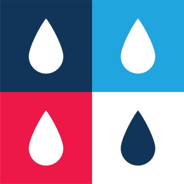 Black Ink Drop Shape blue and red four color minimal icon set clipart