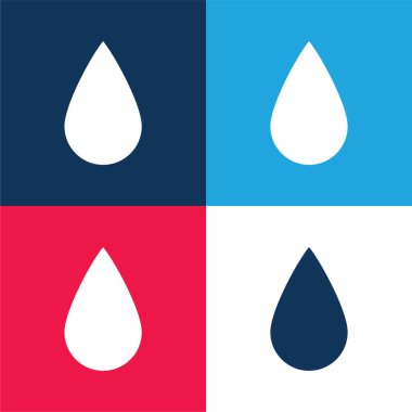 Black Ink Drop Shape blue and red four color minimal icon set clipart