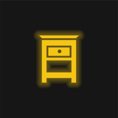 Bedroom Furniture Small Table For Bed Side yellow glowing neon icon clipart
