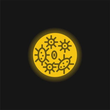 Bakteri sarı parlak neon simgesi