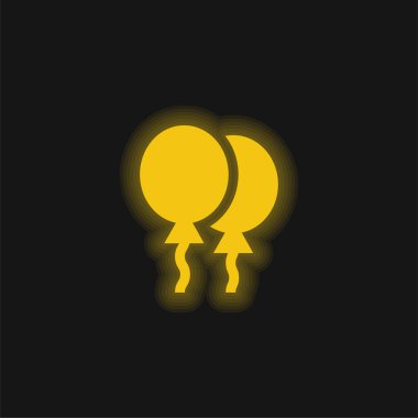 Balonlar sarı parlayan neon simgesi