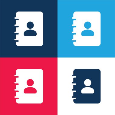 Gündem mavi ve kırmızı dört renk minimal simge kümesi