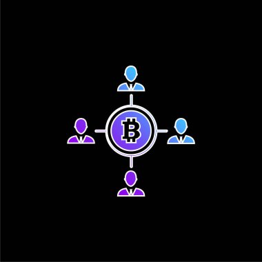 Bitcoin ve Kullanıcılar Bağlantıları mavi gradyan vektör simgesi