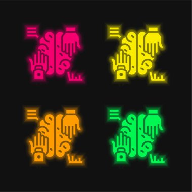 Yapay Zeka dört renkli neon vektör simgesi