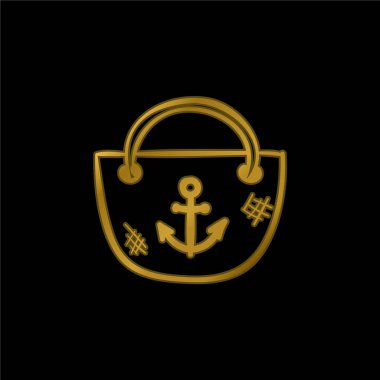 Altın kaplama metalik simge veya logo vektörü