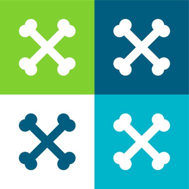 Kemikler Çaprazlanmış Düz Düz 4 renk simgesi kümesi