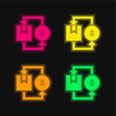 Parlayan dört renkli neon vektör simgesi