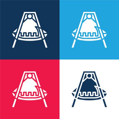 Tekne mavi ve kırmızı dört renk minimal simge kümesi