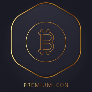 Bitcoin altın çizgisi prim logosu veya simgesi