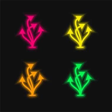 Ascending Arrows Group four color glowing neon vector icon clipart