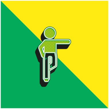 Sağ Bacak Üzerinde Duran Çocuk Sol Kol Yeşil ve Sarı Modern 3D vektör logosu