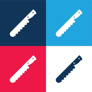 Ekmek mavisi ve kırmızı dört renk minimal simge kümesi