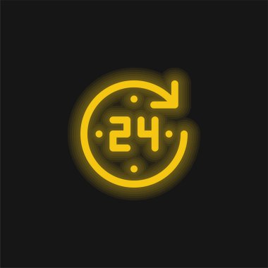 24 Saat Sarı Parlayan Neon simgesi