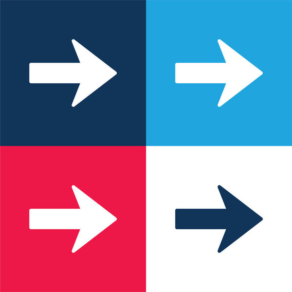 Arrow Pointing To Right blue and red four color minimal icon set