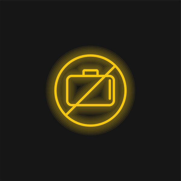 Baggage Ban Signal yellow glowing neon icon