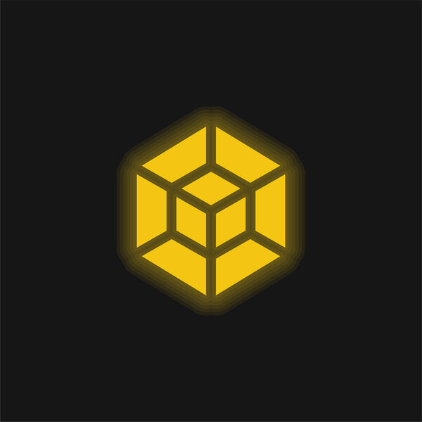 3d Моделирование желтого светящегося неонового значка