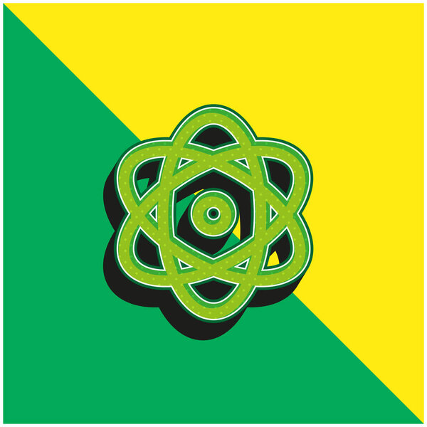 Atom Green and yellow modern 3d vector icon logo