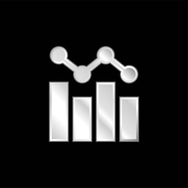 Bar Chart silver plated metallic icon