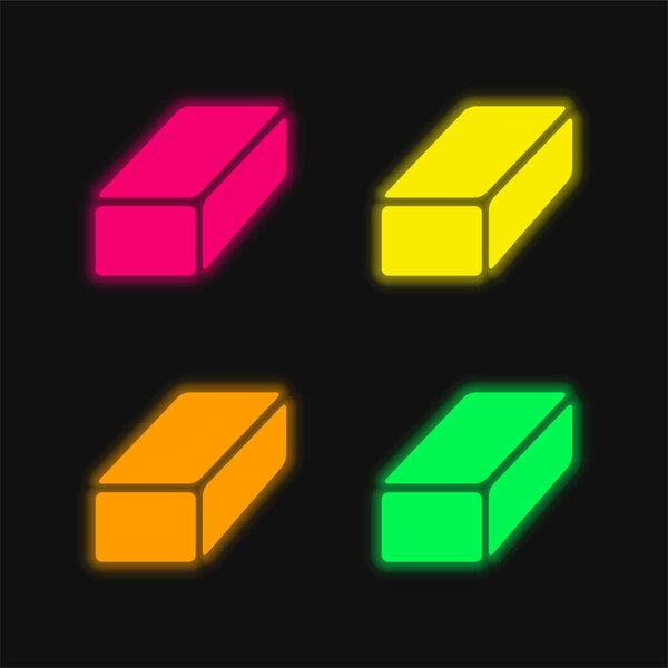 Black Brick four color glowing neon vector icon