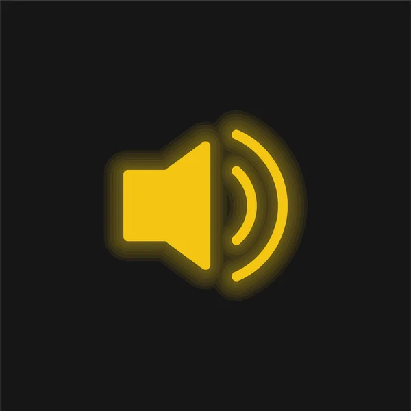 Audio Amarillo Brillante Icono Neón — Vector de stock