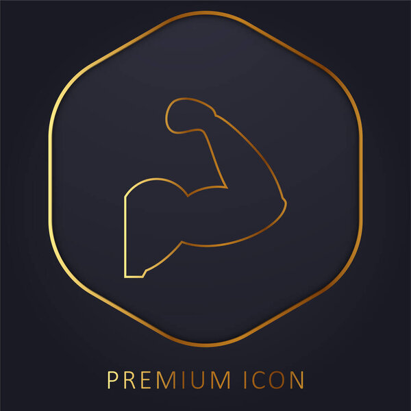 Arm Muscles Silhouette Золотая линия премиум логотип или значок