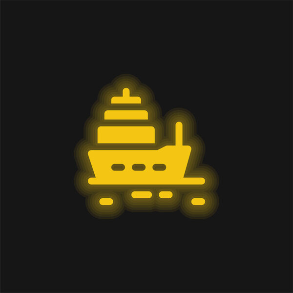 Boat yellow glowing neon icon