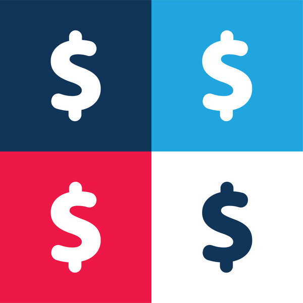 Money blue and red four color minimal icon set
