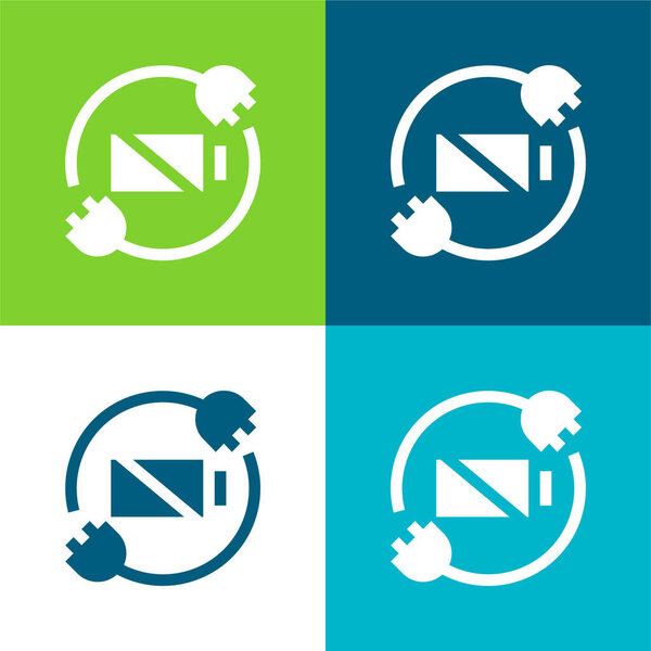 Battery Status Flat four color minimal icon set