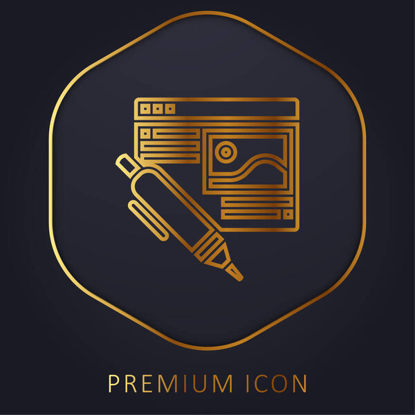 Blog golden line premium logo or icon